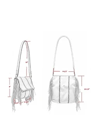Carlos Falchi Medium Fringe Suede Crossbody Messenger