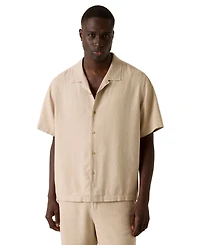 Guess Men's Linen Coast Rayon Relaxed Short-Sleeve Shirt