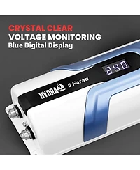 Pyle 0.5 Farad Digital Power Capacitor - High-Performance Car Audio Accessory with Blue Digital Display and Stainless-Steel Screws