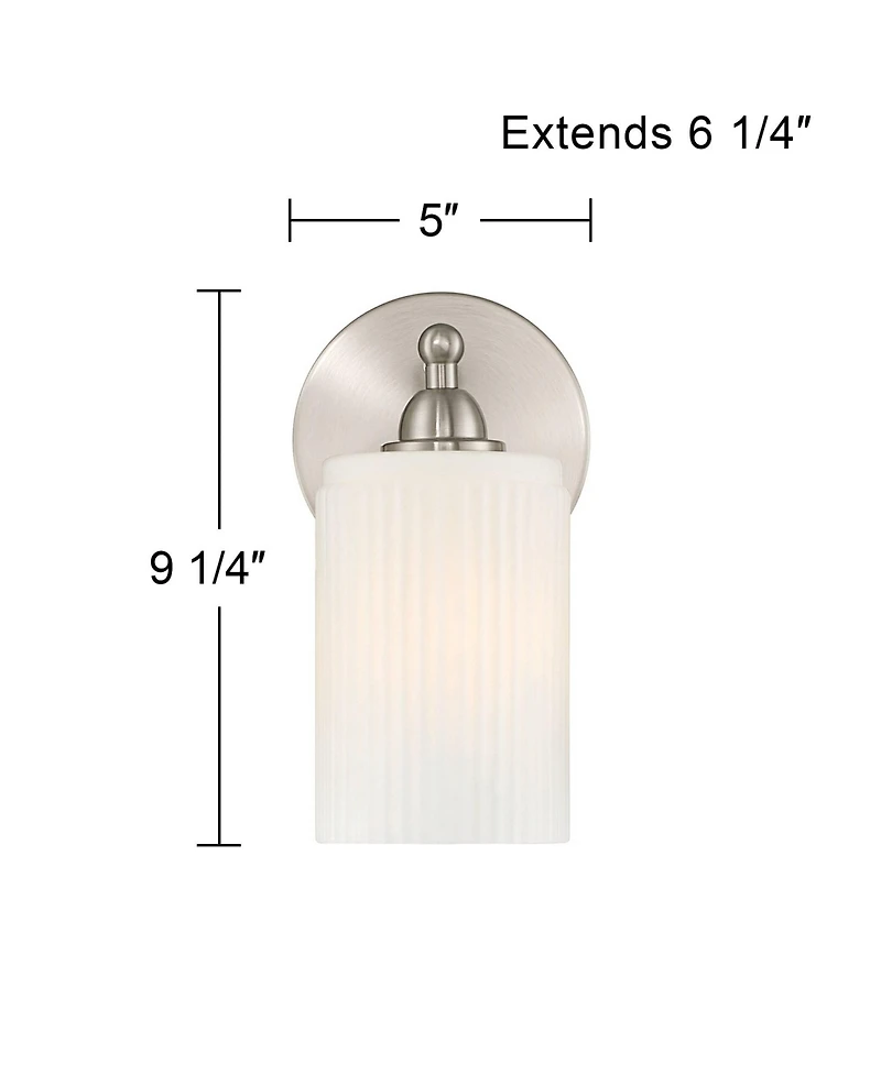 360 Lighting David 9 1/4" High Brtushed Nickel and Fluted Glass Wall Sconce
