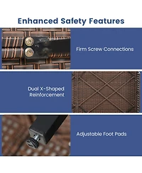 Gymax Outdoor Rattan Double Daybed Wicker Chaise Lounge for 2 w/ Seat & Back Cushions