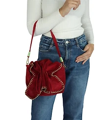 Carlos Falchi Medium Butterfly Suede Leather Bag