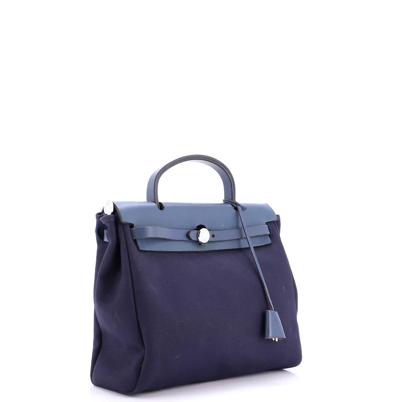 Pre-Owned HERMES Pm Herbag Toile and Leather