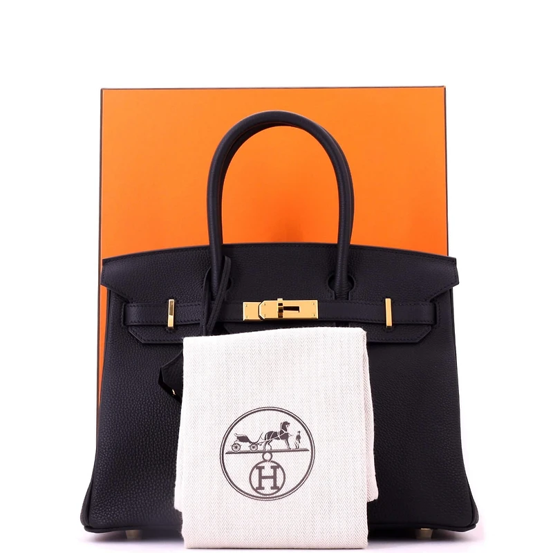 Pre-Owned Hermes Birkin 30 Handbag Black Togo with Gold Hardware