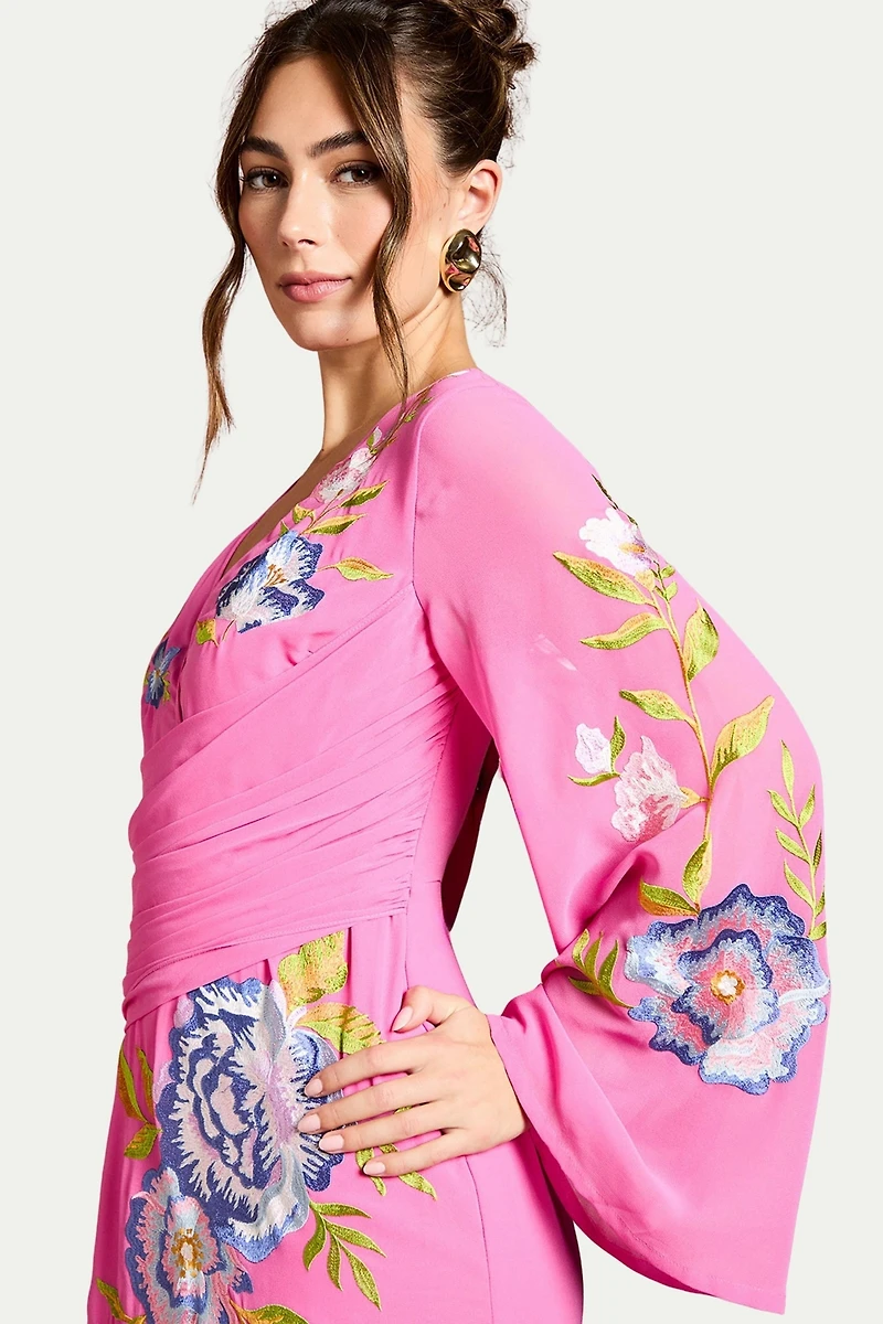 Coast Women's Embroidered V-Neck Wrap Dress