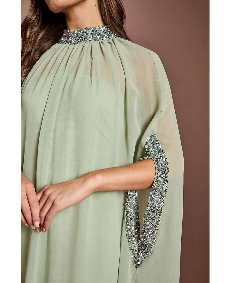 Coast Women's Chiffon Cape Style Sequin Maxi Dress