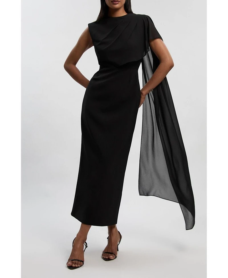 Karen Millen Women's Tailored Cape Drape Maxi Dress