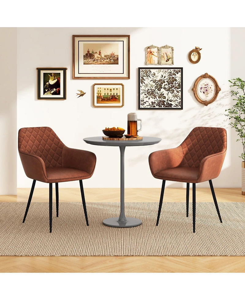 Gymax Leisure Dining Chair Set of 4 Upholstered Accent Chairs w/ Curved Backrest