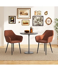 Gymax Leisure Dining Chair Set of 4 Upholstered Accent Chairs w/ Curved Backrest