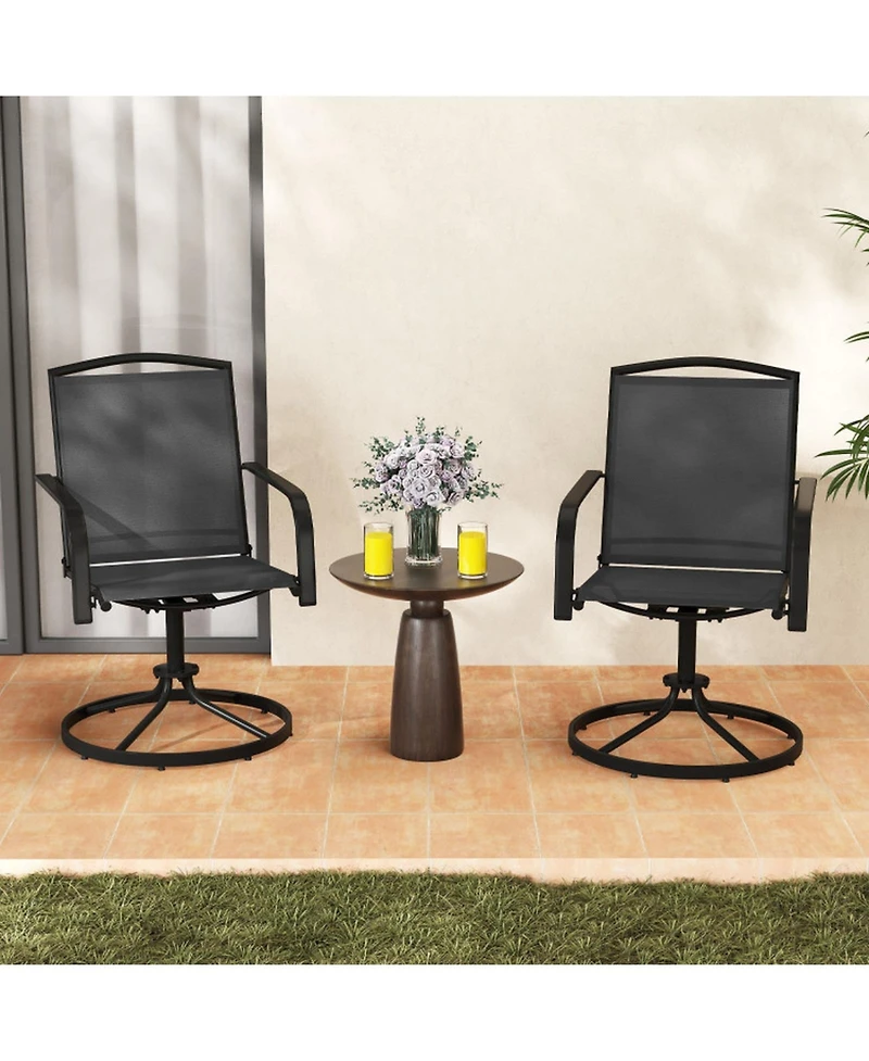 Gouun Outdoor 360 Degree Swivel Patio Chairs Set of 2 with High Back, Armrests and Breathable Seats