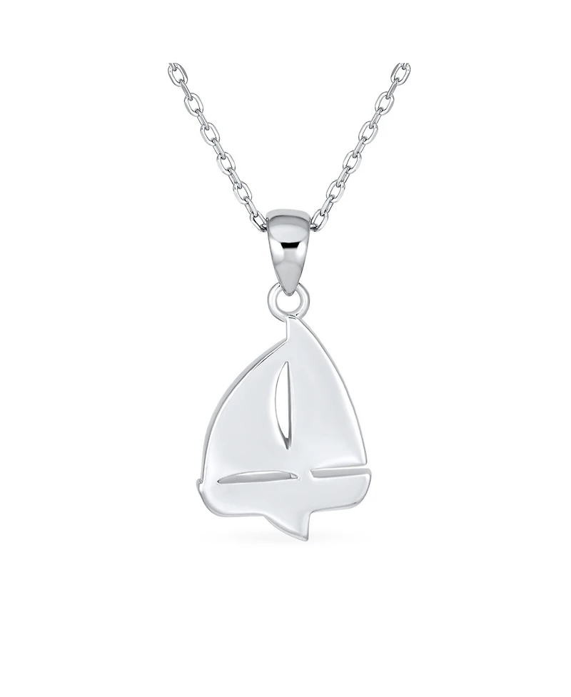 Bling Jewelry Nautical Created Opal Sailboat Necklace Pendant .925 Sterling Silver