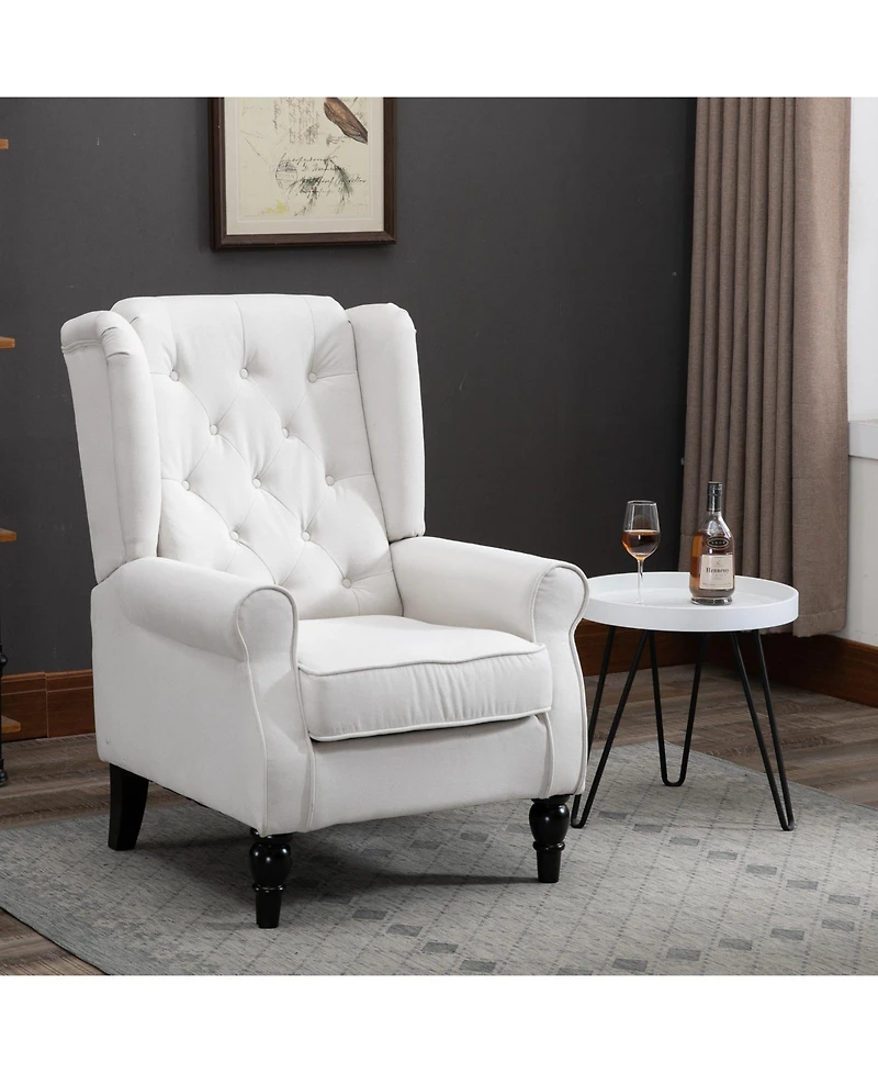 Boyel Living Button-Tufted Accent Chair with High Wingback Rounded Cushioned Armrests