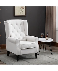 Boyel Living Button-Tufted Accent Chair with High Wingback Rounded Cushioned Armrests