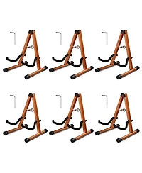 Yescom 6 Pcs Wooden Folding Guitar Stand w/ Foam Arms fits for Acoustic Guitars, Ukuleles, Violins A-frame Floor Instrument Display Recording Studios