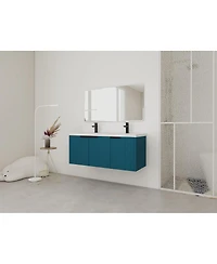 Sillysis 48 Inch Floating Bathroom Vanity with Double Resin Sink, Soft Close Doors, Large Storage Cabinet for Modern Home