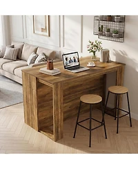 Tribesigns Kitchen Island with Storage, 55-inch Counter Height Stationary Kitchen Table with 2-Tier Shelves and Large Worktop