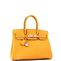 Pre-Owned Hermes Birkin 30 Handbag Yellow Epsom with Palladium Hardware
