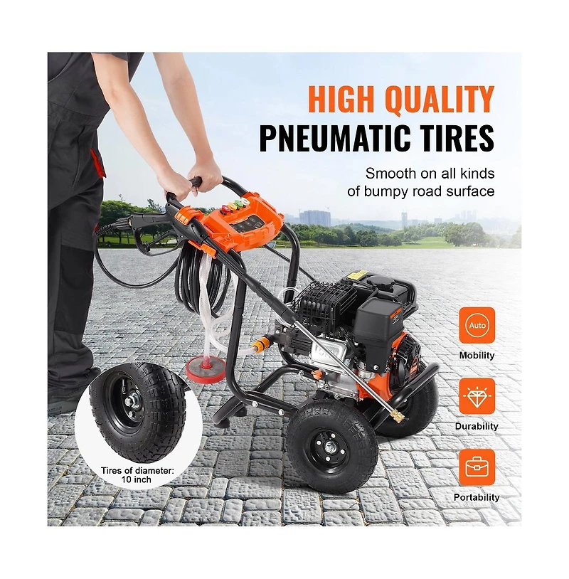 Sugift 3500 Psi 2.6 Gpm Gas Pressure Washer with 5 Nozzle Set for Cars