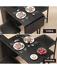 gaomon Bar Table and Chairs Set, 3 Piece Set with Flip Top Extension Storage Shelves, Dining for 2