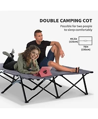 ECHTPeak 2 Person Folding Camping Cot for Adults, 50" Extra Wide Outdoor Portable Sleeping Cot with Carry Bag, Elevated Camping Bed, Beach Hiking