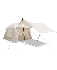 ECHTPeak 5.72m Inflatable Camping Tent, Easy Setup 4 Season Windproof Glamping Tent with Mesh Windows and Pump, Outdoor Cotton Tent