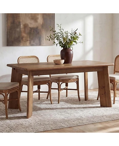Tribesigns Solid Wood Dining Table for 4-6 People, 63 Inches Dining Room Table, Vintage Rectangle Kitchen Table