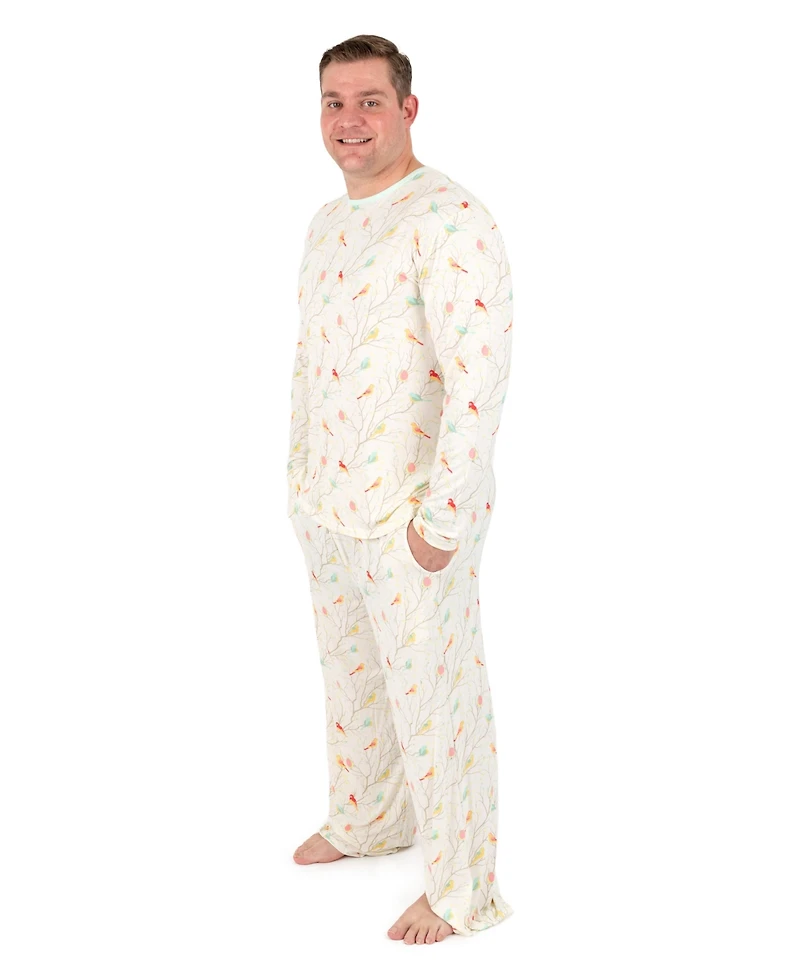 Leveret Men's Matching Family Two-Piece Cooling Bamboo Viscose Long Sleeve Pajamas
