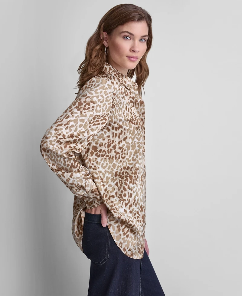 Dkny Jeans Women's Collared Long-Sleeve Blouse