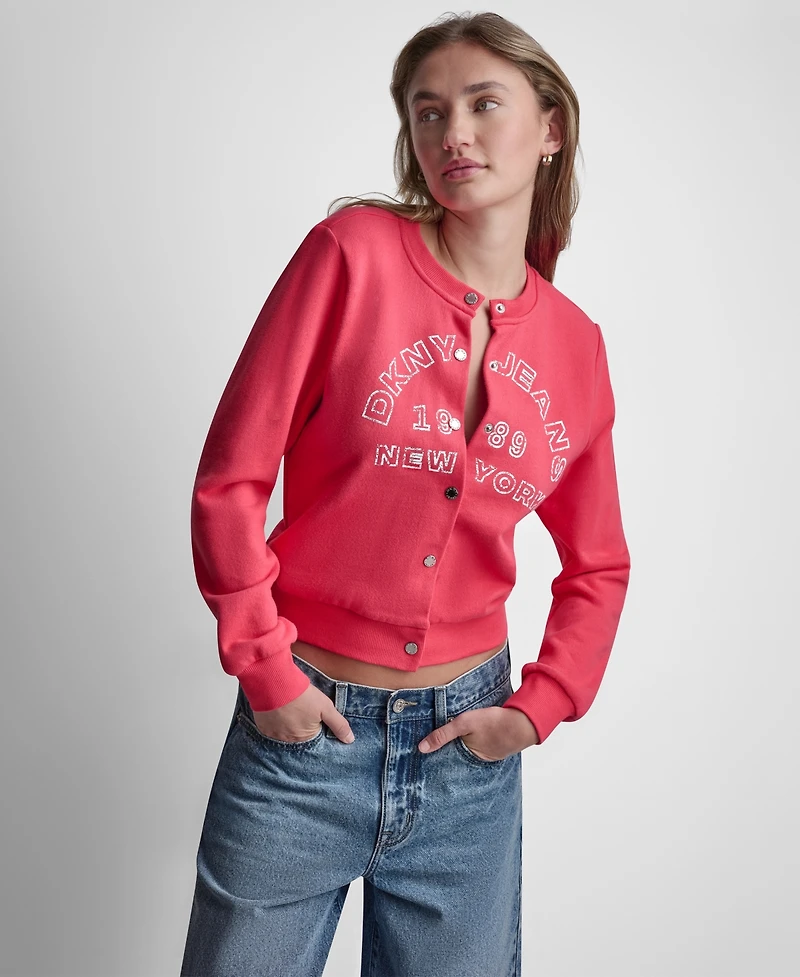 Dkny Jeans Women's Long-Sleeve Button-Front Cotton Shrunken Jacket
