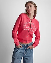 Dkny Jeans Women's Long-Sleeve Button-Front Cotton Shrunken Jacket