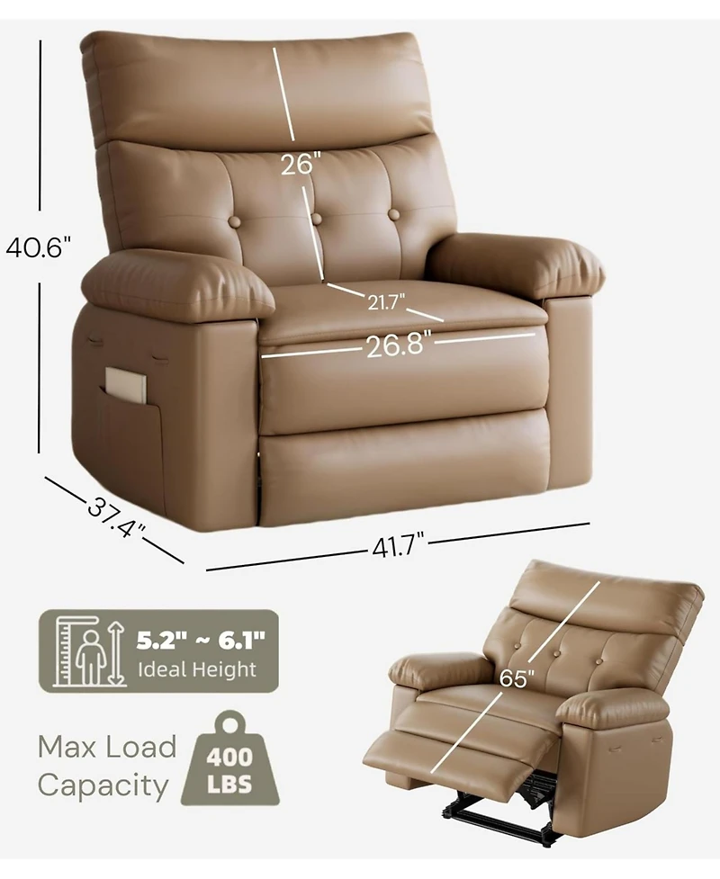 gaomon Oversized Extra Wide Recliner Chair - Faux Pu Leather Large Manual for Adults