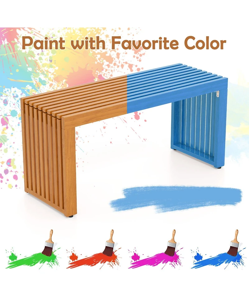 Slickblue Acacia Wood Patio Bench Loveseat All-Slat Outdoor Seating