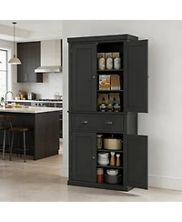 Clihome Freestanding Kitchen Pantry Storage Cabinet with Adjustable Shelves and Drawer