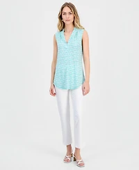 Jm Collection Women's Printed Sleeveless V-Neck Knit Top