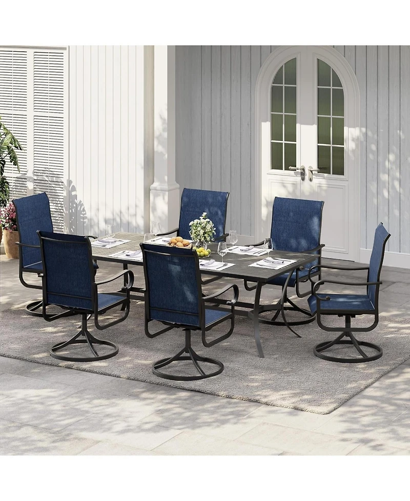 gaomon Set of 6 Swivel Rocking Patio Chairs, High Back Outdoor Deck Seating, All-Weather Textilene, Coated Metal Frame