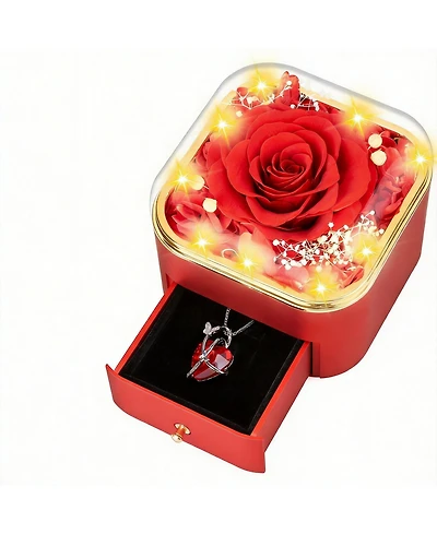 Gnuadz Preserved Rose Necklace Box Gift For Her Couple Mother Gift