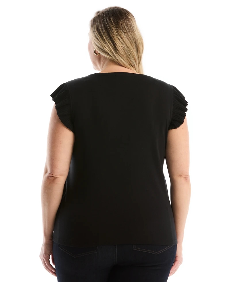 Rafaella Plus Ruffle Cap-Sleeve Top
