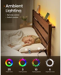 Slickblue King Bed Frame with Led Headboard Charging Station Storage
