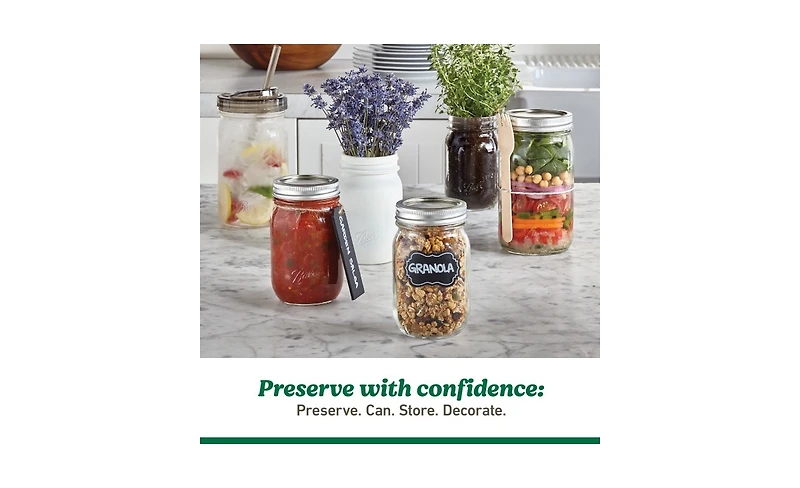 Ball Easy Label Glass Mason Jars, Regular Mouth, Quart (32 oz), Pack of 4