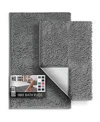 Hearth and Harbor Chenille Bath Rug 2-Piece Set - Contour and Small (20"x24" and 17"x24"), Quick-Dry, Machine-Washable, Non-Slip