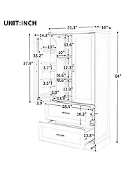 Busdays Tall Bathroom Storage Cabinet 2 Doors 2 Drawers Adjustable Shelf Mdf Board Two Packages