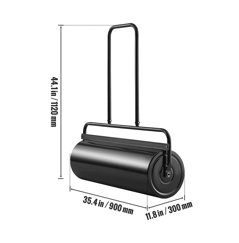 Sugift 17 Gallon Sand Water Filled Yard Roller Steel Push Pull Lawn Roller