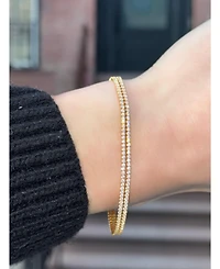 Suzy Levian New York Sterling Silver Double-Strand Pave Cubic Zirconia Tennis Bracelet