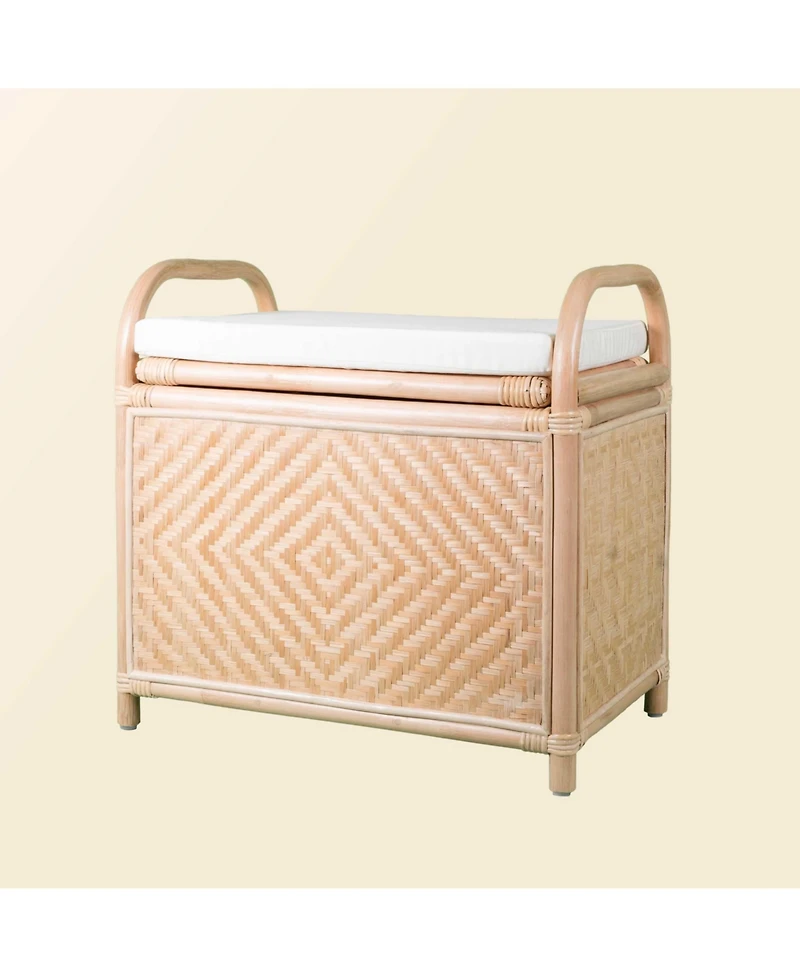 Momiji Mia Handcrafted Rattan Storage Trunk and Bench Seating with cushion