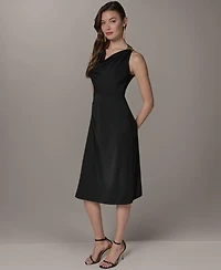 Donna Karan New York Women's Halter Cowl Neck Sheath Sleeveless Midi Dress