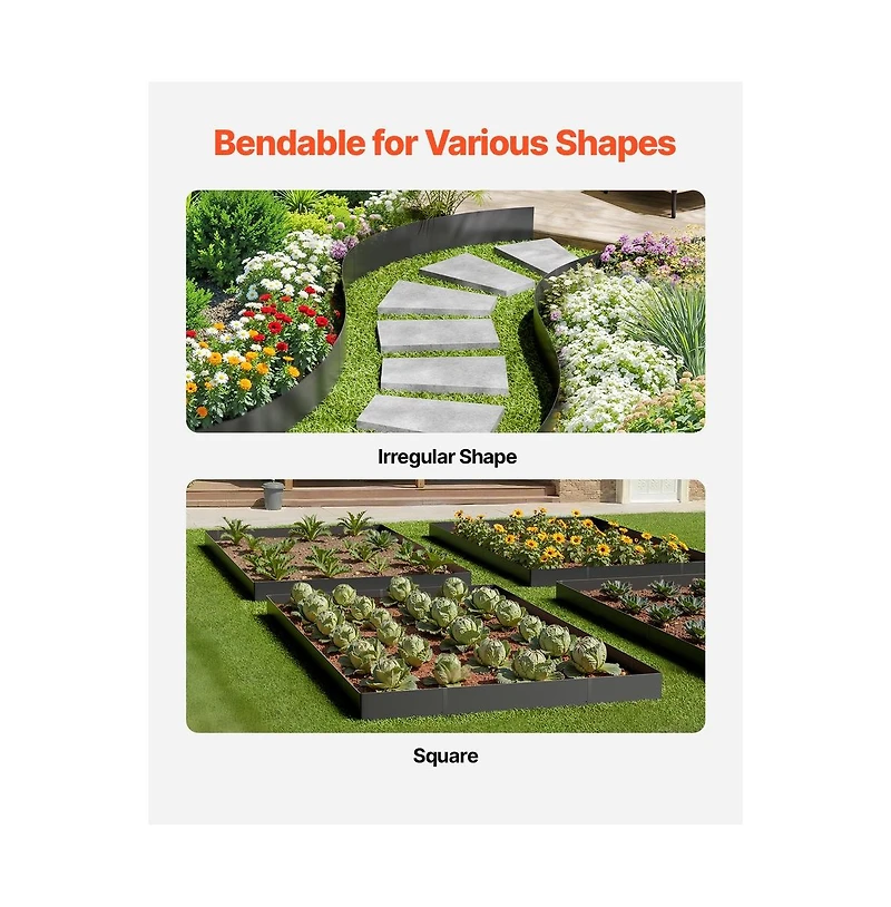 Sugift Steel Landscape Edging 4 Pack 40 x 12 in Rust Resistant Metal