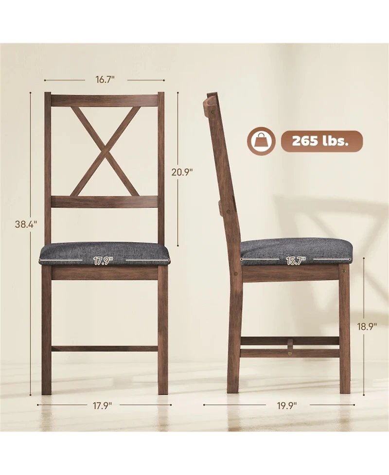 Clihome Farmhouse Dining Chairs Set of 2, Kitchen Chairs with X-Back, Upholstered Seat for Dining Room