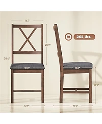 Clihome Farmhouse Dining Chairs Set of 2, Kitchen Chairs with X-Back, Upholstered Seat for Dining Room