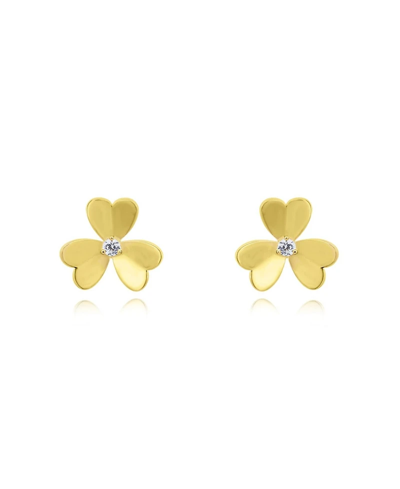 The Lovery Clover Petal Cz Stud Earrings 14K Gold-Plated Sterling Silver