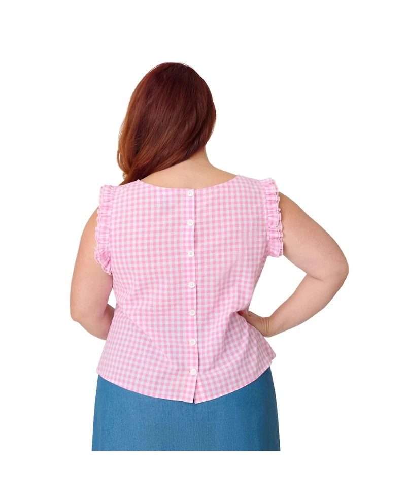 Smak Parlour Women's Plus Size 1960s Ruffle Cotton Blouse